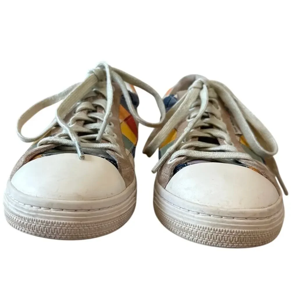 Tory Burch Patchwork Sneakers Rainbow Leather Court‎ Shoes 7